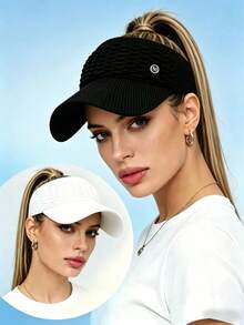 1 pieza Sombrero de sol de moda de verano para mujer, transparente y con bloques de color, adecuado para deportes y actividades al aire libre - Multicolor - Ver 4