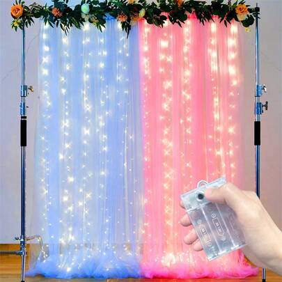 1 bộ đèn LED dây trang trí cửa sổ đám cưới với 8 chế độ chiếu sáng, chạy bằng pin, thích hợp treo trong nhà cho tiệc sinh nhật, phòng ngủ, phòng khách, trang trí cửa sổ, chiếu sáng ngày lễ (Không bao gồm pin)