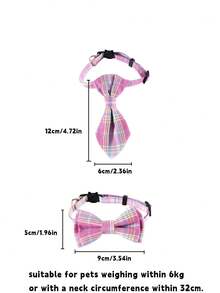 1 set Nœud papillon à carreaux pour animaux de compagnie - Collier réglable convenant à un cou de 17-32 cm, adapté aux chats et chiens de taille moyenne et petite. Accessoire de costume pour animaux de compagnie, accessoire de photographie pour animaux de compagnie, accessoire de vêtements pour animaux de compagnie, fournitures pour animaux de compagnie - Multicolore - Voir 4