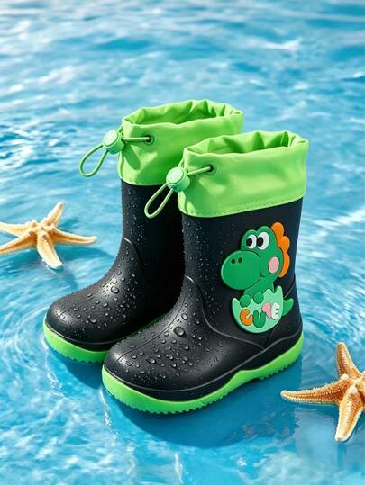 ESTILOPASO 1 par de zapatos de lluvia para niños con dibujos animados, ideal para niños y niñas, botas impermeables para niños lindas y antideslizantes, calzado impermeable para estudiantes y actividades al aire libre en días lluviosos y escolares