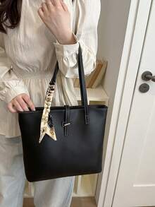 Nueva llegada Bolso de hombro versátil de unicolor de lujo para mujer - Negro - Ver 5