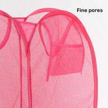 1pc Pop-Up Mesh Laundry Basket With Ergonomic Handle, Foldable Fabric Basket, Large Capacity Unlined Storage Basket, Breathable Mesh Dirty Clothes Hamper, Available In Pink, Blue, Grass Green, Laundry Room Accessory, Laundry Basket, Holiday Gift For Friends, Practical Daily Home Storage, Collapsible And Reusable - View 7