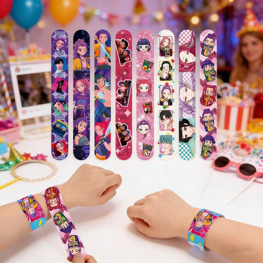 Hasbro 12 piezas Pulseras de dibujos animados de ídolos K-Pop, diseño suave y flexible, artesanía exquisita, pulseras de fans de K-Pop que incluyen Lumi, productos periféricos de la ola coreana, adecuados para volver a la escuela, fiestas temáticas, regalos de cumpleaños y recuerdos, estilo lindo INS para fans jóvenes y estudiantes, también buenos para premios de eventos, recompensas en el aula y regalos diarios. [Las manchas leves no afectarán el uso normal] - Multicolor - Ver 1