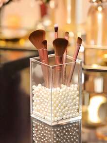 9/6/4/2/1pc - Transparent Plastic Storage Box, Multi-Functional Acrylic Storage Box, Desktop Pen Holder/Makeup Brush Storage Box, Makeup Brush Storage Box, Beauty Tool And Cosmetic Storage Bucket, Women's Gift, Christmas Gift, Creative Women's Gift, Room Decoration. - Multicolor - View 4