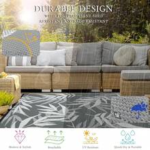 Treeboy Large Outdoor Rug 6ft X 9ft,Waterproof Outdoor Rugs Anti-Slip Carpet, Garden Rugs Water Proof UV Resistant Garden Mat For Patio, Easy Cleaning Patio Mat For Camping, Deck, Beach, Picnic - Leaf - View 2