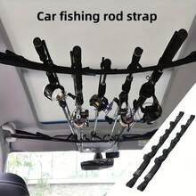 2pcs/Set Car Fishing Rod Holder Storage Set, Car Clothesline, Includes Adjustable Strap Hooks And Top Bracket, Nylon Strap And Black PA Floating Frame Design, Multi-Function Car Hanger, Backseat Storage Hanging Hook - 2pcs - View 12