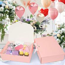 10 piezas - Cajas de regalo rosas con tapas y cintas, adecuadas para cajas de invitación de damas de honor, cajas de regalo de boda, cajas de regalo de cumpleaños, cajas de baby shower, regalos del Día de San Valentín, etc. - Rosa Pálido - Ver 8