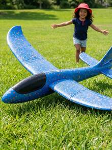 Avión planeador de espuma grande de 34 cm, juguete volador de lanzamiento manual flexible, 2 modos de vuelo (acrobacia y recto), juguete resistente a choques para exteriores adecuado para niños y niñas, regalo de cumpleaños - Multicolor - Ver 3
