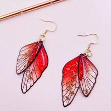 1 Đôi bông tai hình cánh bướm bằng nhựa tối giản thời trang, trang sức hình cánh bướm thủ công, bông tai vàng cỡ lớn, quà tặng sinh nhật và ngày Valentine. - A - Xem 2