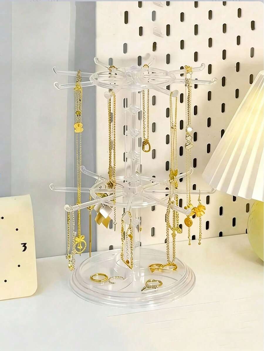 Giá đỡ bông tai xoay 2 tầng, giá trưng bày trang sức có thể điều chỉnh cho vòng cổ, vòng tay, bông tai, nhẫn, bàn trang điểm, phòng ngủ, phòng tắm, phòng khách, đồ dùng cho học sinh. - Nhiều màu - Xem 1