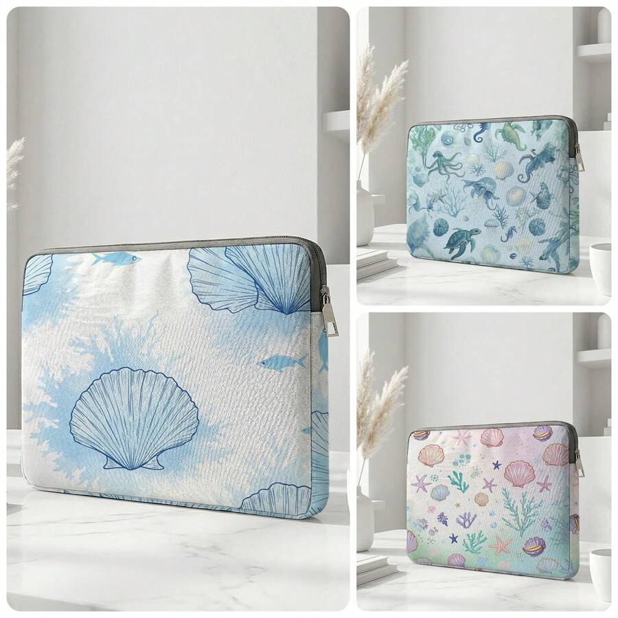 1 pezzo Borsa/custodia/organizer per laptop - Con un profilo sottile e una capacità spaziosa, questa custodia protettiva portatile è ideale per gli spostamenti quotidiani. Con il suo design distintivo a stampa di conchiglia, conserva facilmente laptop e piccoli accessori digitali. Abbastanza versatile da servire come borsa professionale per il business o come borsa per la scuola degli studenti - Multicolore - Visualizzare 1
