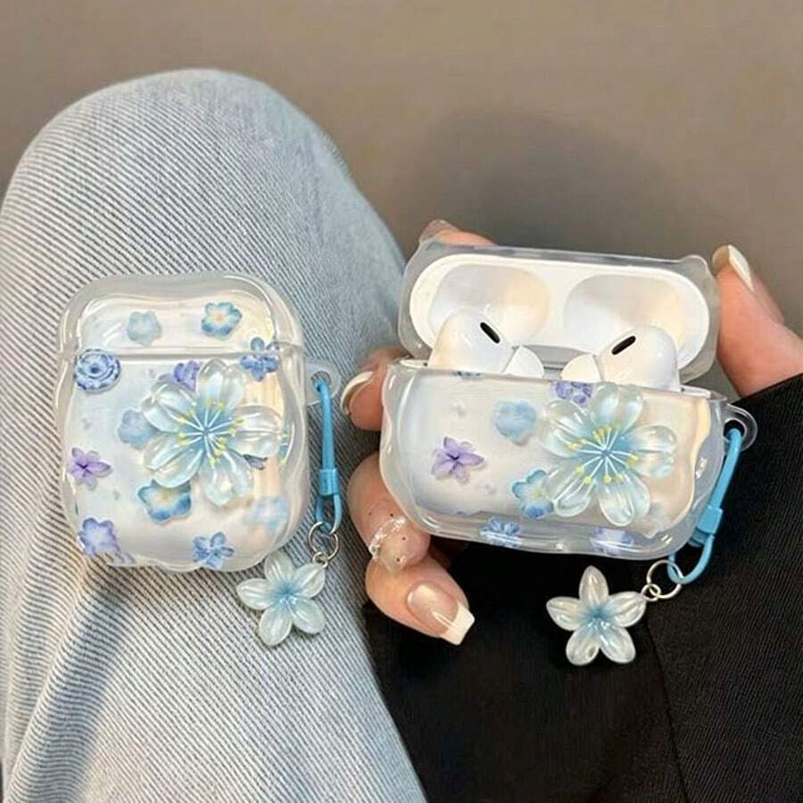 Ốp bảo vệ in hình hoa ly xanh, tương thích với đế sạc không dây của Apple, chống trầy xước và chống rơi vỡ. - Nhiều màu - Xem 1