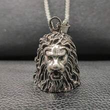 AD 天使不鏽鋼驅邪鈴鐺，復古龐克騎行裝飾鈴，淺灰色通用 Mod 配件，適用於摩托車、自行車、獅子 - 獅子頭 - 查看 5
