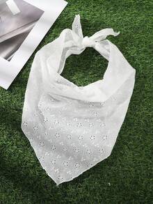 1pc Vintage White Headband With Delicate Floral Hollow-Out Pattern, Suitable For Spring/Summer Daily, Beach, Sun Protection, Fashion Hair Accessory For Women Vacation Hair Band Women Bandanas,Holiday,Travel - White - View 4