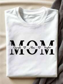 Personalized T-Shirt For Mom With Children's Names, Mom's Heart T-Shirt, Personalized T-Shirt For Mom, Gift For New Mom, Mother's Day Gift, T-Shirt For Mom With Children's Names.CU-260 - 白色 - 查看 4