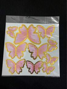 10 piezas Decoraciones de mariposas de alambre 3D de hadas para pastel de cumpleaños, mesa de postres, material de papel - decoraciones de mariposas - Ver 8