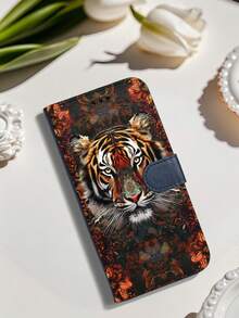 1pc Ornate Tiger Portrait Pattern Wallet-Style Flip Phone Case With Card Slots And Foldable Stand, Shockproof, Scratch-Resistant, Wildlife Aesthetic, Perfect Gift For Animal Lovers, Suitable For Everyday Use, Compatible With IPhone 17promax/17pro/17/17Air/16promax/16pro/16plus/16/15promax/15pro/15plus/15/14promax/14pro/14plus/14/13promax/13pro/13/12promax/12pro/12/11promax/11pro/11 - 棕色 - 查看 8