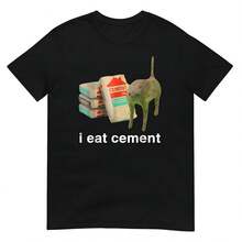 I Eat Cement Cursed Cat Shirt - Black - View 1