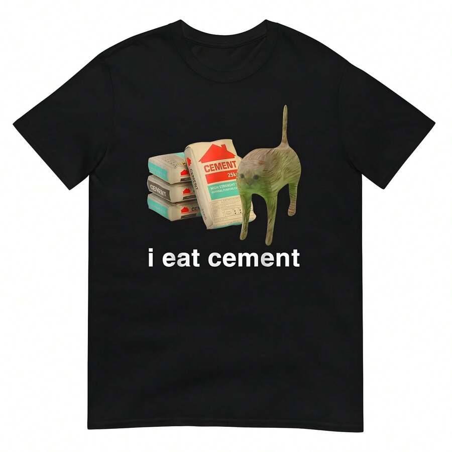 I Eat Cement Cursed Cat Shirt - Black - View 1