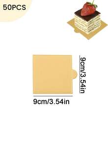 50/100个金色慕斯甜点纸托盘，迷你蛋糕底座，耐油耐用蛋糕纸杯，一次性纸杯垫，带易握手柄，适用于婚礼、生日派对、甜点展示、下午茶、节日庆典 - 查看 13