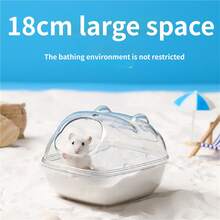 Nhà tắm hình mèo hoạt hình cho chuột hamster, nhà tắm kiêm nhà vệ sinh đa năng, đồ dùng vệ sinh trong suốt chống bắn nước cho chuột hamster. - 1 mảnh trong suốt - Xem 9