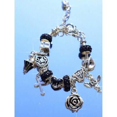 1pc Gothic Style Charm Bracelet, 1pc Dark Style Charm Bracelet, 1pc Symbol Angel Devil Charm Bracelet, Party Cosplay Bracelets