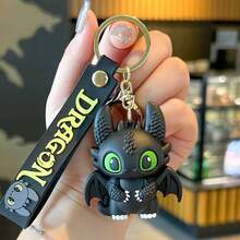 How to Train Your Dragon 1pc Cute Toothless Dragon Silicone Keychain Set, Night Fury And Light Fury Bags For Wristbands, Durable 3D Character Keyring, Perfect For Backpacks, Keys, And Daily Styling, Perfect For Dragon Fans And Accessory Enthusiasts(Stochastic Style) - Multicolor - View 7