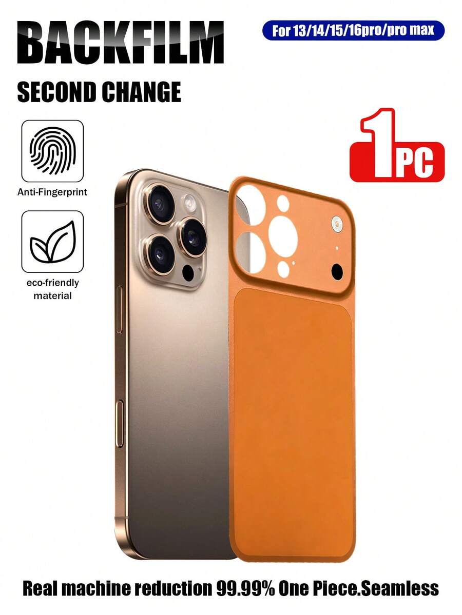 XINHONGYU Película traseira ultrafina fosca em policarbonato, compatível com IP16 Pro Max/15 Pro/14 Pro, transforma instantaneamente o 17 Pro/17 Pro Max. - Laranja - Ver 1
