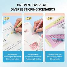 Planner Glue Pen Set, Liquid-Type Soft Tip, 5 Colors, 4 Nib Styles (1.0mm Round / 3-6mm Rotary / 8.5mm Oblique / 10mm Flat), Back To School - Multicolor - View 11
