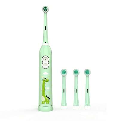 Cepillo de dientes eléctrico de 4 cabezales giratorios, alimentado por 2 pilas AAA, cepillo de dientes eléctrico de limpieza inteligente con cerdas suaves