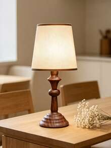 1pc LED Minimalist Modern Table Lamp, Vintage Fabric Pleated Lampshade Soft Light, Nordic, European, Italian Style, Farmhouse Living Room Bedroom Modern Minimalist Reading Desk Personalized Creative Minimalist, Warm Light Decoration Multi-Purpose Warm Light Camping Romantic Elegant Atmosphere Bedside Night Light Soft Light, Minimalist Design, USB Dimmable Desk Lamp, New Year/Valentine's Day Gift, Wooden Texture Living Room Decor Table Lamp - Multicolor - View 1