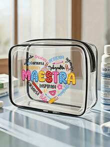 Bolsa de cosméticos con tema de mejor maestro, organizador de viaje con cremallera de PVC, bolsa de regalo resistente a la decoloración y ligera, bolsa de almacenamiento conveniente, bolsa de maquillaje, estuche de maquillaje portátil aprobado por TSA, diseño fácil de limpiar, bolsa de artículos de tocador impermeable, adecuado para madres, maestros, amigos, enfermeras, regalos de oficina, regalos del Día de la Madre, artículos esenciales de viaje para vacaciones escolares, útiles escolares, regalos de graduación - Multicolor - Ver 5
