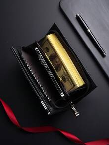 SHABILI Men's Wallet, Creative Mid-Length Slim Bifold, Large Capacity Business Card Holder - Black - View 3