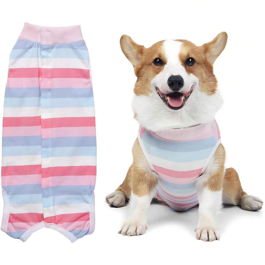 1件PETCHIC狗狗绝育术后恢复服，粘胶纤维材质，适用于公犬和母犬，可替代喷雾剂，保护皮肤健康（粉色）