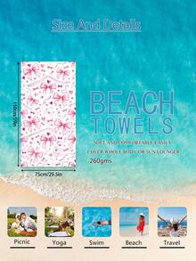 1pc Pink Bow Kids Beach Towel, Super Soft Microfiber Extra Large Beach Blanket, Super Absorbent Bath Towel, Suitable For Travel, Swimming Pool, Diving, Surfing, Yoga, Camping, Available In Multiple Sizes, Beach Accessories - Multicolor - View 12