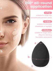 Bộ dụng cụ trang điểm mềm 9 món gồm 3 bông mút trang điểm và 6 bông phấn tam giác dùng để tán kem nền và phấn phủ. - màu đen - Xem 8