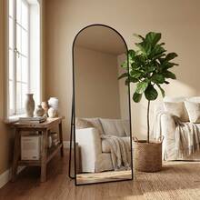 Caluself Curved Full-Length Mirror, 162 X 53 Cm, Floor Mirror, For Wall Mounting, Wall-Mounted, Freestanding, With Metal Frame, Suitable For Dressing Rooms, Black - 1PC - View 7