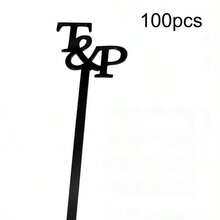10/30/50/100pcs Customized Name Stir Sticks, Personalized Acrylic Cocktail Stirrers, Single Initial Drink Stirrers For Wedding Party - Multicolor - View 7