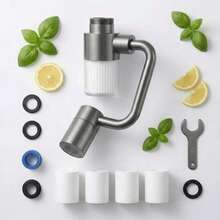 1080° Swivel Faucet Water Filter, 2 Spray Modes Splash-Proof Faucet Extender With 6 Replacement Filters, Brass Aerator For Kitchen Bathroom Sink, Toddler Friendly - Gun Gray - View 8