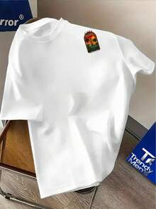 Men's T-Shirt With CASA ALGERIA BLANCA Print, A Blend Of Elements And North African Holiday Romance, Lightweight, Stretchy, Comfortable, Casual Short-Sleeved Top For Everyday Wear. - trắng - Xem 2