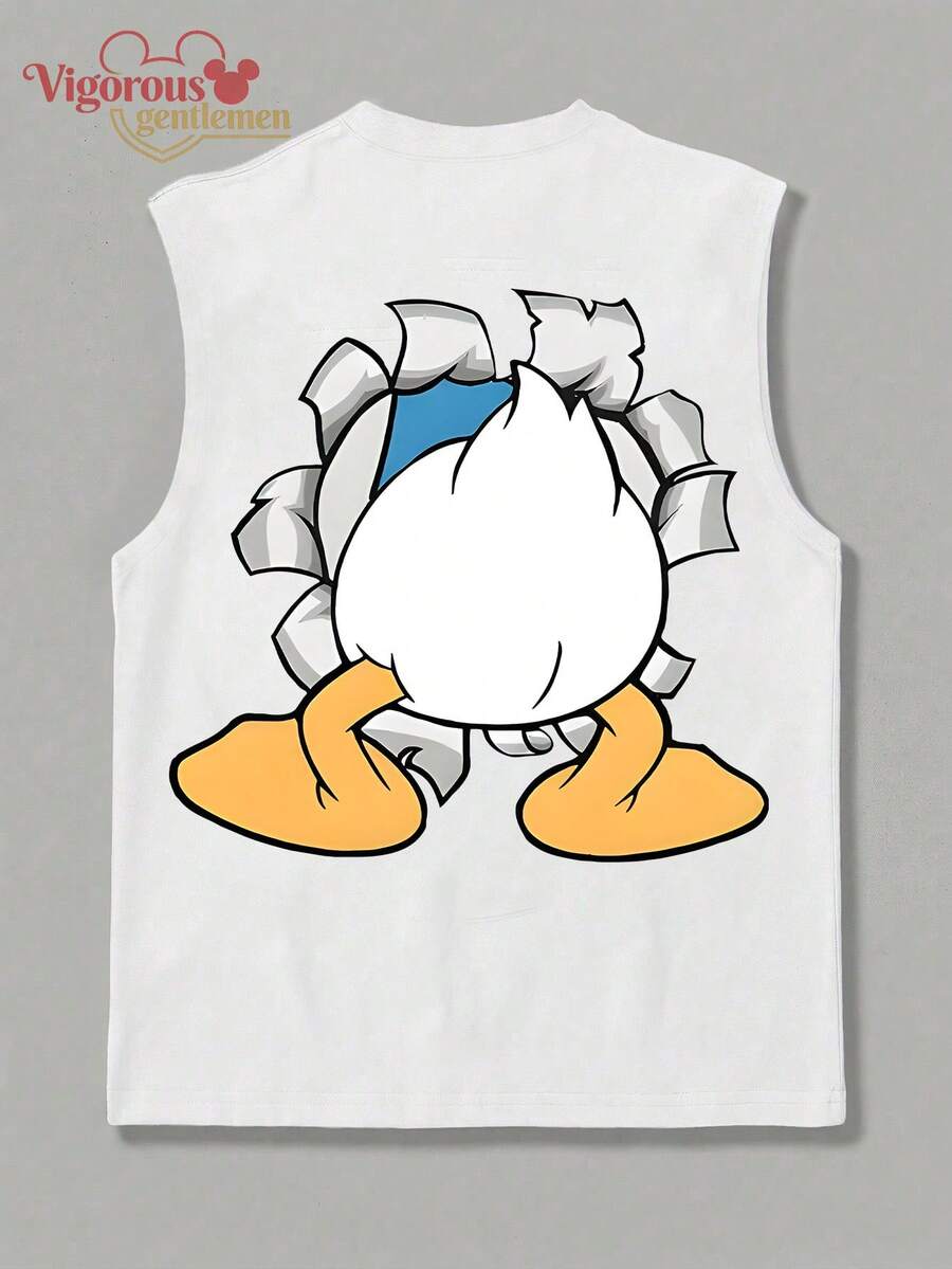 Disney Donald Duck Breakthrough Butt Summer Casual Tank Top - 白色 - 查看 1