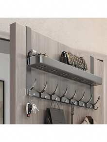 2pcs/Set/1PC Door Hook, Door Towel Rack, With 5-8 Triple Hooks Door Hanging Rack, Suitable For Hanging Heavy Items, Clothes, Coats, Towels, Fits 1-3/4 Inch Thick Doors, Black, Kitchen Supplies, Suitable For Living Room, Bathroom, Home Decor, Birthday Gift, Mother's Day Gift - Multicolor - View 1