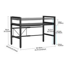 Giá đỡ lò vi sóng 2 tầng có thể điều chỉnh, kệ đựng đồ nhà bếp dày dặn với 6 móc treo. - đen - Xem 3