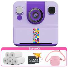 Kids Instant Print Camera, Digital Camera, Suitable For Birthday Gifts For Boys And Girls Aged 3-13+, 1080P HD Video, Dual Cameras (Front & Rear), HD Video Recording, Instant Print, With Zoom And Anti-Shake Function, Compact And Portable Design, Suitable For Travel, Family Photos And Outdoor Activities - Blue/Purple/White, Portable Camera (1300mAh Rechargeable Battery) - Multicolor-a30 - View 23