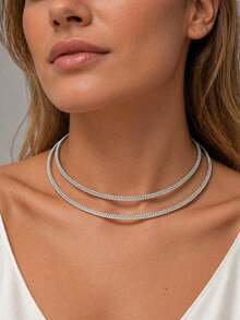1 Peça Colar Gargantilha Aberto para Noiva, Acessório de Moda Feminina - XL3818 Prata - Visão 1