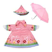 Porch Goose Floral Raincoat Outfit - Spring Flower Print Rain Gear Costume Set With Umbrella For Lawn Goose - Pink - View 9