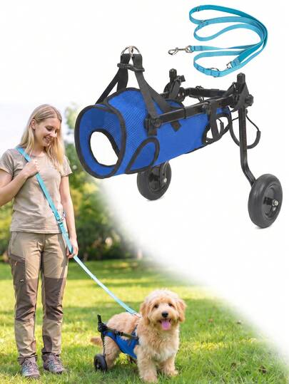 Set de arnés de silla de ruedas de rehabilitación para patas traseras de mascotas pequeñas de 1-8 kg, herramienta de asistencia de movilidad para patas traseras, adecuado para caniche, gatos y otras mascotas pequeñas, ayuda a las mascotas con discapacidades en las extremidades posteriores, problemas de movilidad en la vejez, recuperación postoperatoria para recuperar la capacidad de actividad diaria, apto para cuidados en el hogar, actividad en interiores, uso ligero en exteriores y otros escenarios