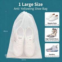 Tas Sepatu Jala Lipat yang Bernapas - Desain Visual Transparan, Tas Sepatu Kapasitas Besar dari Poliester Tahan Lama Cocok untuk Gym, Perjalanan, Pantai, dan Menyimpan Kosmetik & Perlengkapan Mandi - Krem/Hitam - MultiWarna - View 13