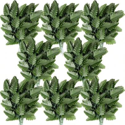 10片人造蕨类植物叶子 - 人造蕨类植物叶子茎，仿真蕨类绿植，适用于墓地、墓碑、婚礼、家居花园装饰