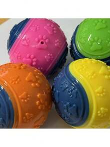Squeaky Dog Ball - Durable Chew Proof Teeth Cleaning Toy, Rubber Puppy Chew Toy For Teething And Heavy Chewers, Bright Yellow, Green, Pink, Orange - Interactive Fetch Toy For All Breeds And Sizes, Puppy Teething Toy, Lively Pet Design, No Battery Required, Halloween, Christmas And New Year Holiday Gift - Multicolor - View 5